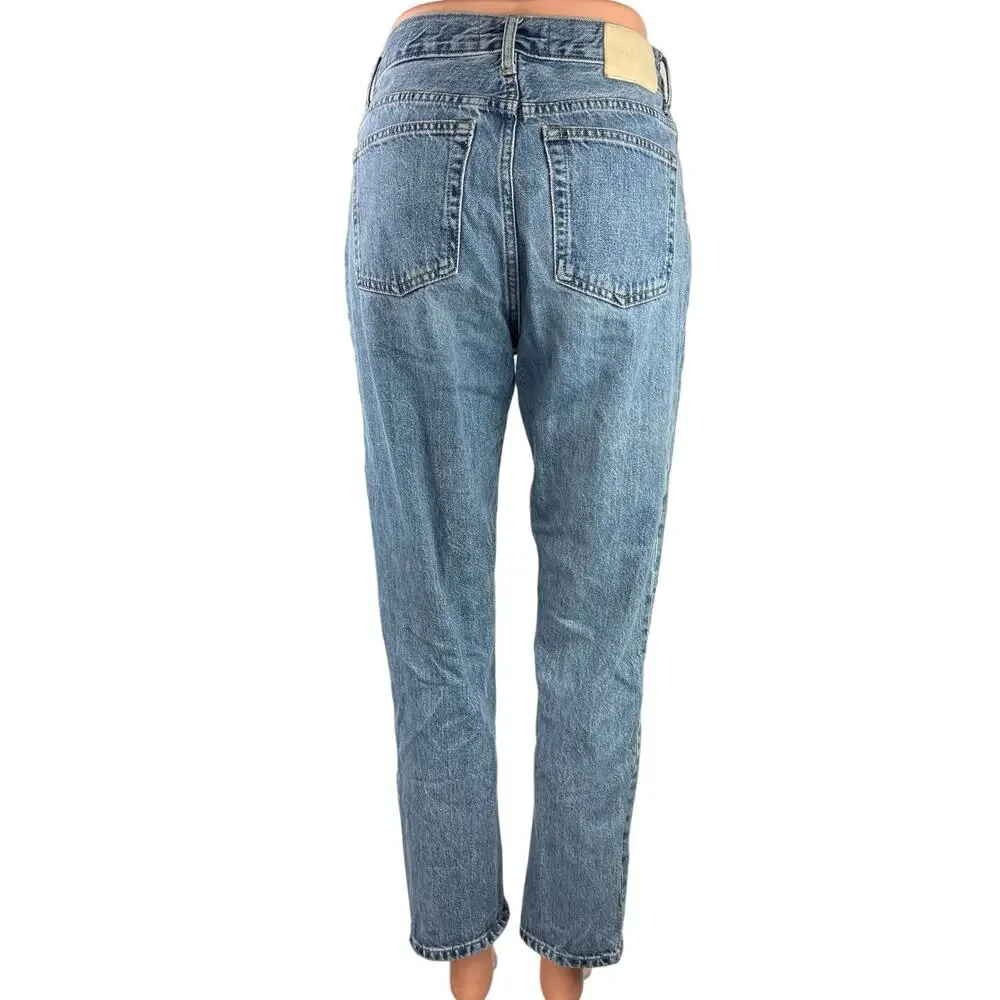Everlane 90's Cheeky Blue Wash Straight Leg High Waist Crop Ankle Denim Jeans 25